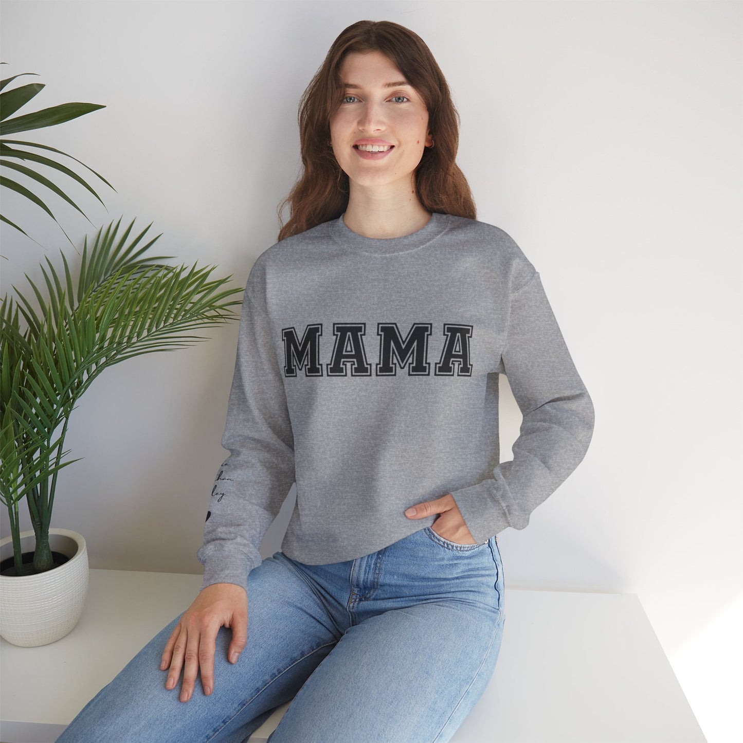 Custom Mama Sweatshirt with Children Name on Sleeve, Mama Sweatshirt, Minimalist Mama, Gift for Mom, Anniversary Gift For Wife, Gift for MOM, Mother's Day Gifts