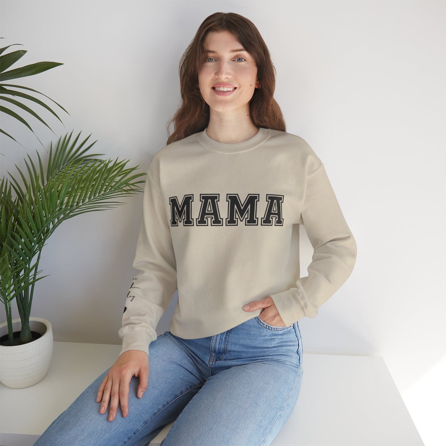 Custom Mama Sweatshirt with Children Name on Sleeve, Mama Sweatshirt, Minimalist Mama, Gift for Mom, Anniversary Gift For Wife, Gift for MOM, Mother's Day Gifts