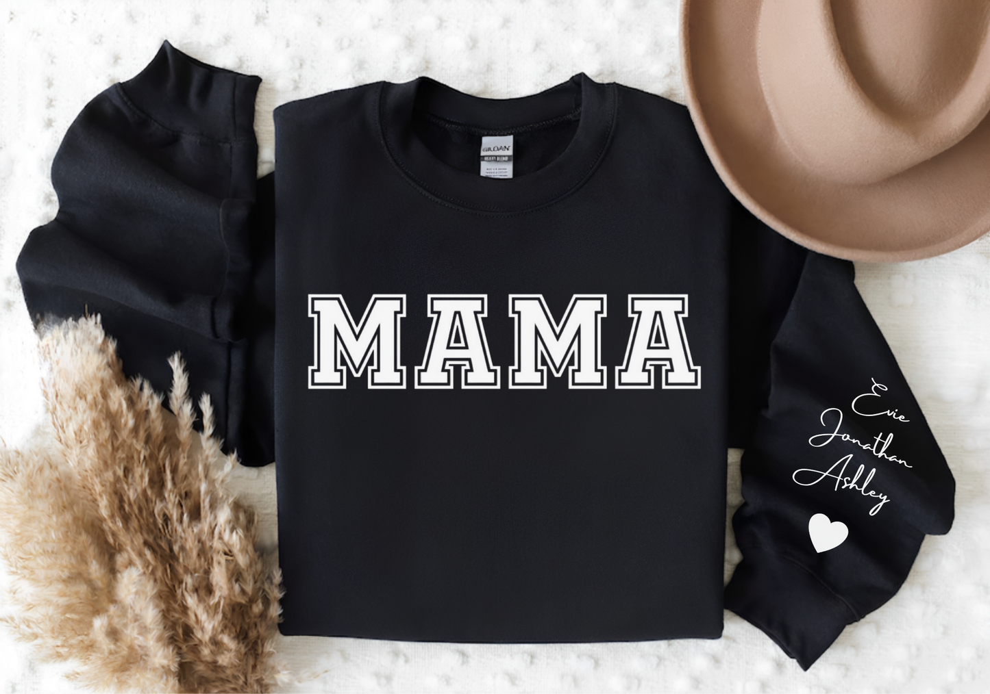 Custom Mama Sweatshirt with Children Name on Sleeve, Mama Sweatshirt, Minimalist Mama, Gift for Mom, Anniversary Gift For Wife, Gift for MOM, Mother's Day Gifts