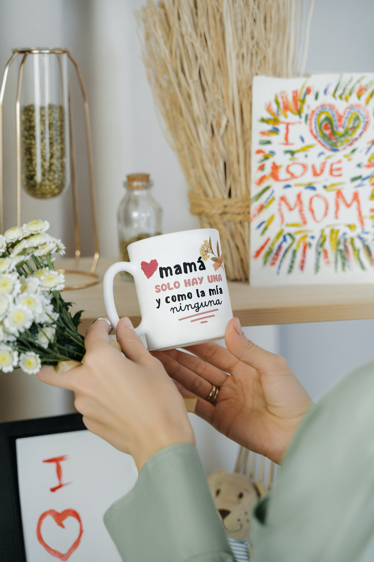 Taza Te Quiero Mamá, Regalo para el Día de la Madre, Taza Elegante para el Día de la Madre, Taza Especial con amor para mamá personalizada