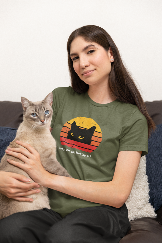 Cat Eye Mystery Tee, What are you looking at? T-shirt. Cat tshirt, crazy cat person, unisex